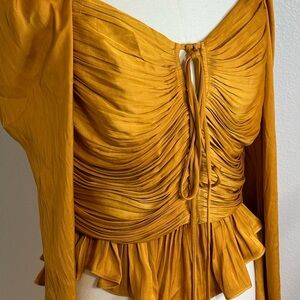 HOUSE OF HARLOW 1960 Gold Satin Long Sleeve
Ruched‎ Cropped Top NWT size M Sexy
